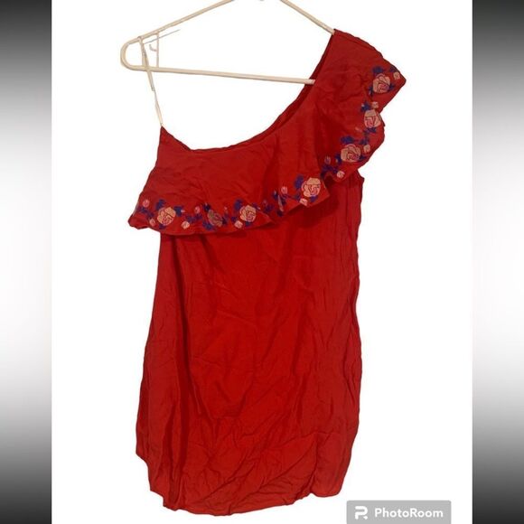 Lulus small‎ Alpina Coral Embroidered One Shoulder Dress - Picture 2 of 5